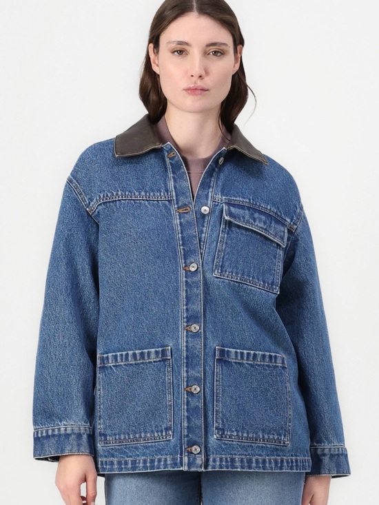 Abercrombie & Fitch Jackets & Blazers - Abercrombie & Fitch Blue Denim Jacket with Dark Contrast Collar